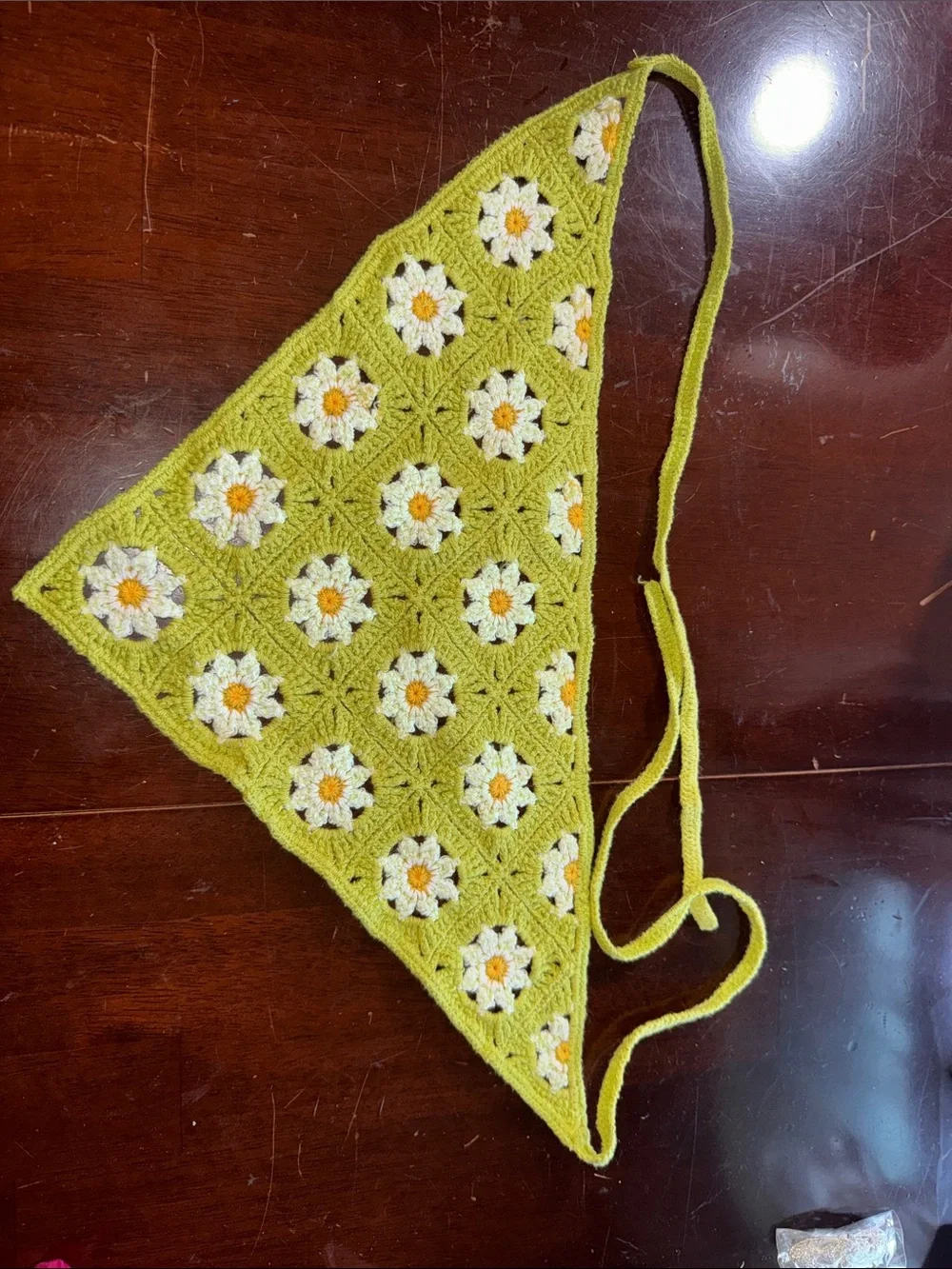 Kids Crochet Daisy Bonnet in Lime Green